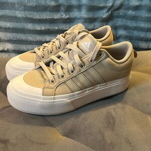 adidas Tan and White Athletic Shoes